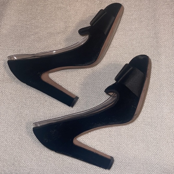 Valentino Velvet Chunky Heels Size 37 1/2 - Picture 3 of 7